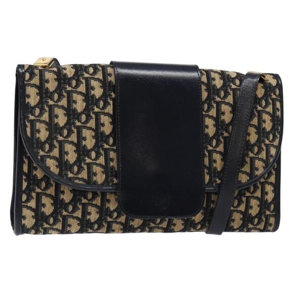 DIOR Trotter Canvas Shoulder Bag Navy Gold - Picture 1 of 12